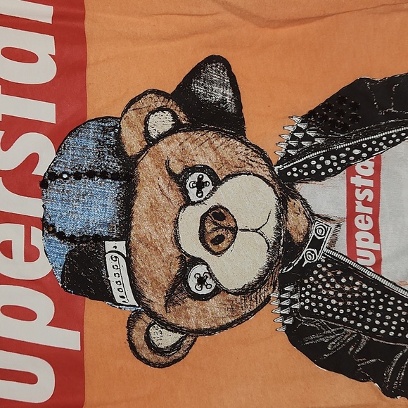 Rawyalty Black Label Orange Superstar Bear Tee Size XS - Picture 4 of 7